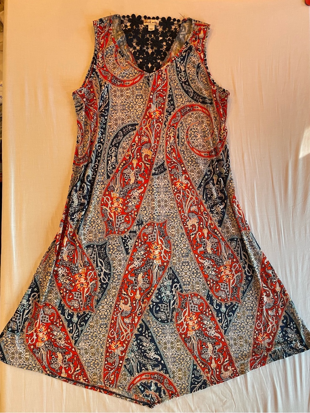 World Unity Navy Floral Lace Crochet Dress